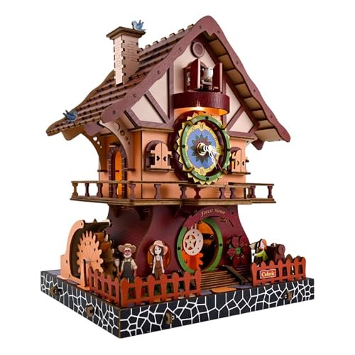 Cuberie 3D Wooden Puzzles for Adults, Cuckoo Wooden Clock kit 3-D Puzzles - DIY Mechanical Wood Model Building Project for Adults & Teens, Hobby Gifts for Men/Women Age 14+