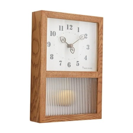 CUTICATE Wooden Wall Clock, Pendulum Clock, Japanese Arabic Numerals, Home Decoration, Non-Ticking, for Dining Room, Bar, Cafe, Bedroom, Kitchen