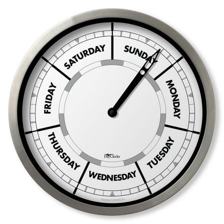 DayClocks Day-of-the-Week Wall Clock with 10 Aluminum Frame