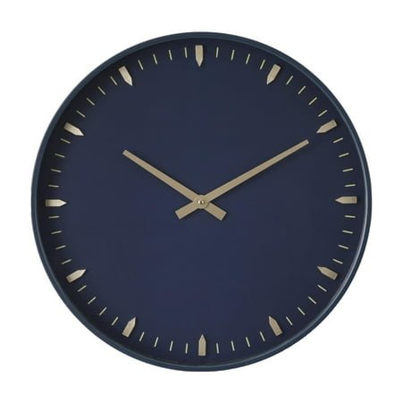 DecMode 20 Dark Blue Glass Numberless Wall Clock with Gold Accents