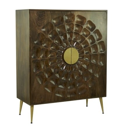 DecMode 36 x 46 Brown Wood 1 Shelf and 2 Doors Cabinet, 1-Piece