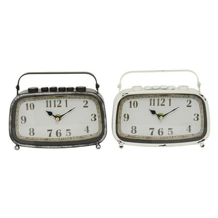 DecMode 6 Multi Colored Metal Retro Radio Style Clock, Set of 2