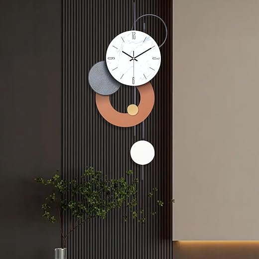 Decorative Wall Clocks for Living Room, Large Modern Metal Clocks Battery Operated Wall Art for Home Big Silent Clock Wall Decor for Living Room/Bedroom/Kitchen/Office,14 * 28 Inch