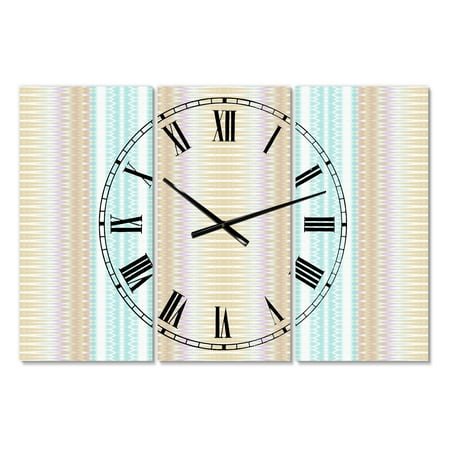 Designart 'Baby Blue and Brown' Oversized Mid-Century Wall Clock