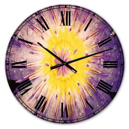 Designart 'Blooming Violet Lotus Close up ' Modern wall clock