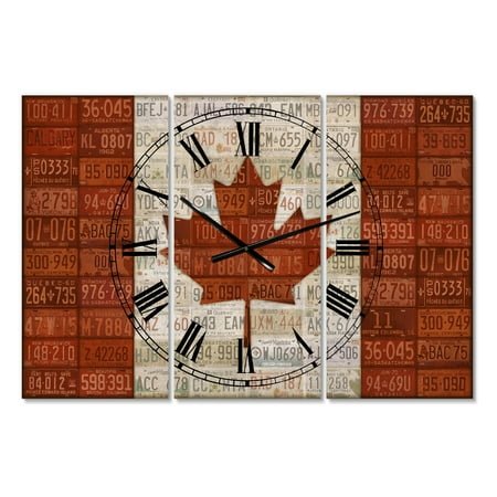 Designart 'Canada License Plate Flag' Large Traditional Wall Clock