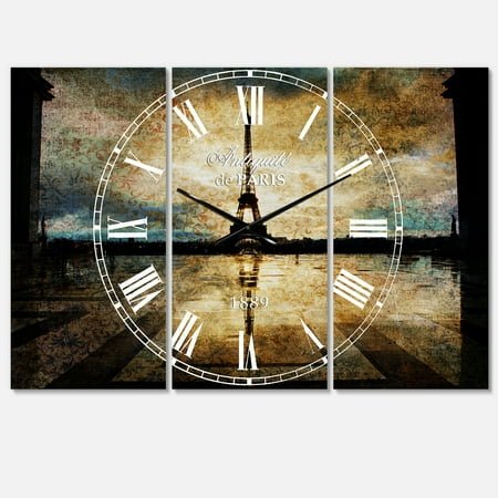 Designart 'Reflection of Paris Eiffel TowerWith Clouds' Mediterranean wall clock
