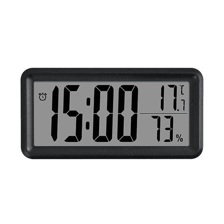 DESIGNICE Alarm Clock Silent Movement Design Digital Clocks for Bedrooms Clear Large Screen Display Digital Clock Battery Operated Black