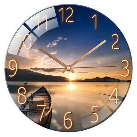 DESIGNICE Wall Clock,Stylish Transparent Dial Small Wall Clock,Silent Sweep Quartz Movement Large Wall Clock,Style5