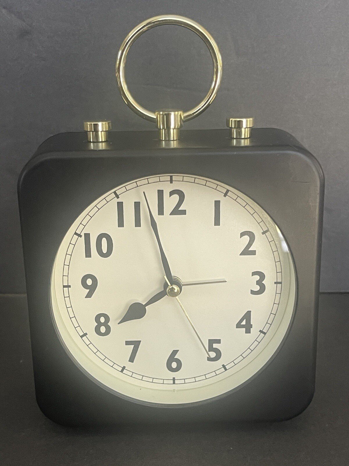 Desk Clock Bedside Square Black Alarm Decorative Clock Retro