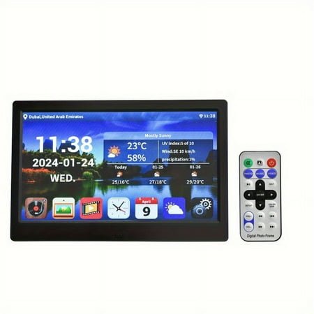 Digital Calendar Day Alarm Clock, 10-Inch Dementia Clock with 5 Alarms, Remote Control and One-Touch Help Button, Great Gift for Seniors, Alzheimer's Patients (Black).