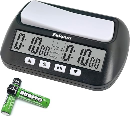 Digital Chess Clock Timer, Portable Digital Alarm Clock Board Game Timer, Having Basic, Reward, Delayed, and Timed Features, Suitable for Various Board Games, Including 2 AA Batteries