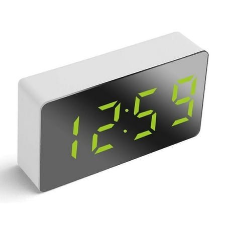 Digital Clock Mini Multifunctional LED Electric Alarm Clocks Mirror Surface For Home BedroomGreen
