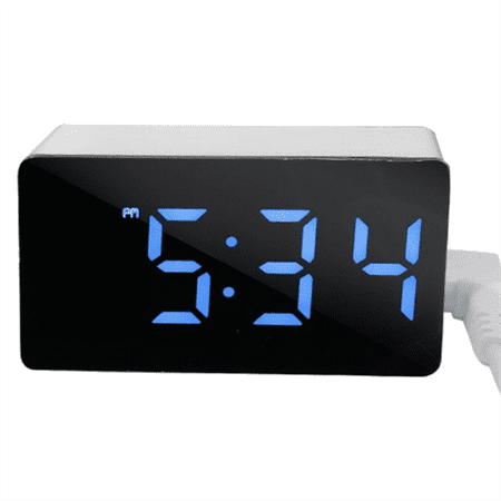 Digital Clock TEMP Date 3 Alarms Power-Off Memory Table Clock USB Powered Always on 12/24H Night Mode LED Clock Blue,1 x Alarm clock 1 x Charging cable 1 x Instructions in Chinese and English,Blue