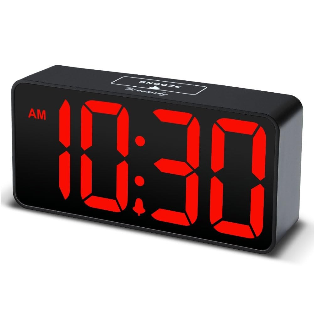 Dreamsky Small Digital Alarm Clock for Bedroom, Large Big Numbers Display with B
