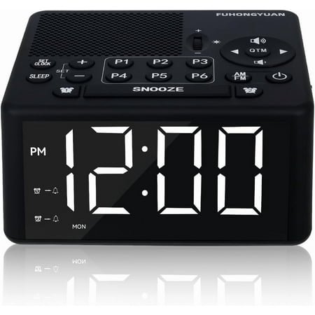 Dual Alarm Clock Radio with AM/FM Radio, Snooze, Sleep Timer, Presets, Scan and Dimmable Display for Bedroom, Living Rooms, Kitchens, Offices