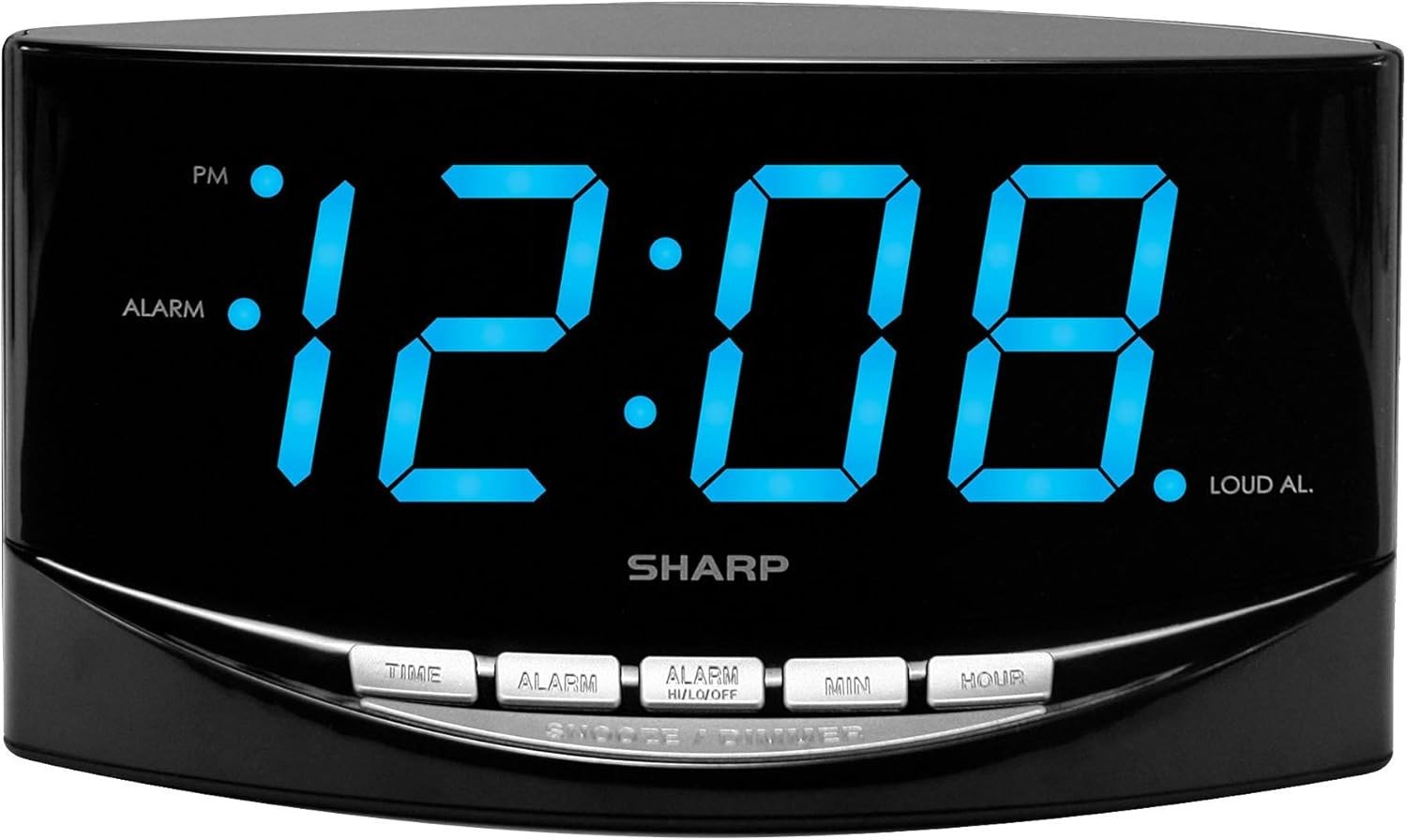 Easy to See Alarm Clock with Jumbo 2” Numbers - Bright Blue LED Display - Easy