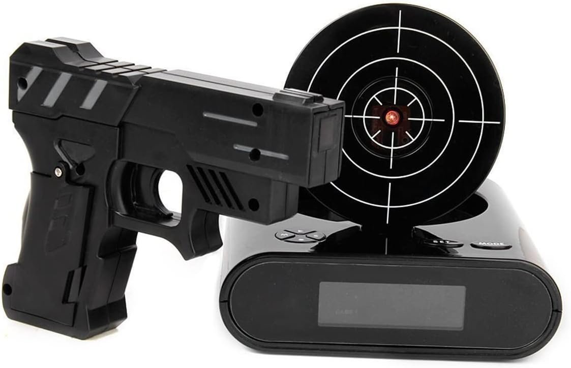 EC VISION Lock N' Load Gun Alarm Clock Target Alarm Clock Creative Clock (Black)