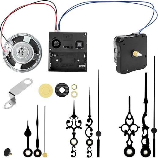 EEEKit Chiming Clock Mechanism Replacement, Battery Motors with Chime Melody Hour Trigger and 3 Set Hands for Vintage Grandpa Clock Repair Parts