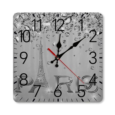 Eiffel Tower Paris Wall Clock Silent Non-Ticking For Home Office Decor, Decorative Clock Art