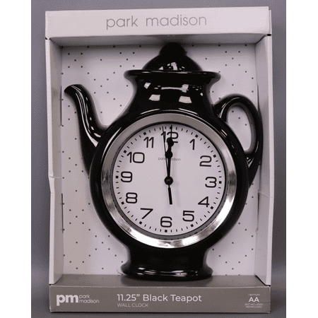 EIKODO-Teapot 11 Inch Quality Quartz Battery Operated 3-D Easy to Read Home/Office/Kitchen/Classroom/School Clock Classic Mo Black 11.25inch 13781 0