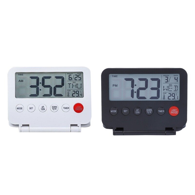 Electronic Clock with LCD Display Alarm Temperature Backlight Time Management
