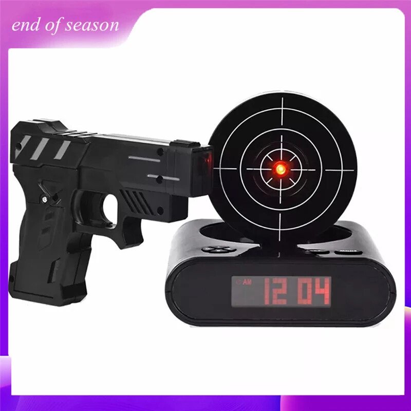 Electronics Desk Clock Digital Gun Alarm Clock Gadget Target Laser Shoot