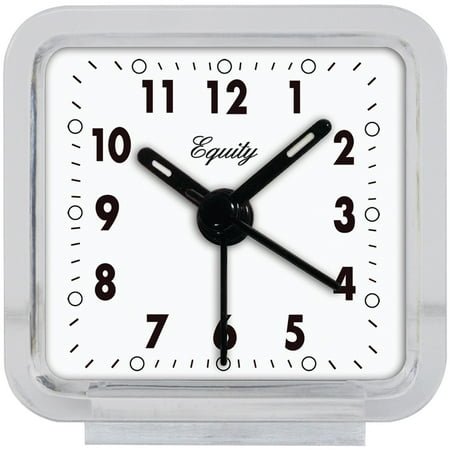 Equity 21038 2.50 x 2.50 inch Clear Travel-Size Quartz Analog Alarm Clock