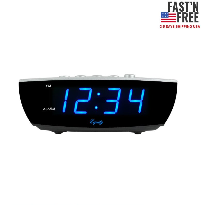 Equity 75903 0.9 in. Blue LED Digital Desktop Alarm Clock - NEW USA
