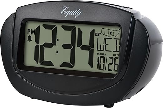 Equity by La Crosse 31022 Insta-Set LCD Alarm Clock, Black