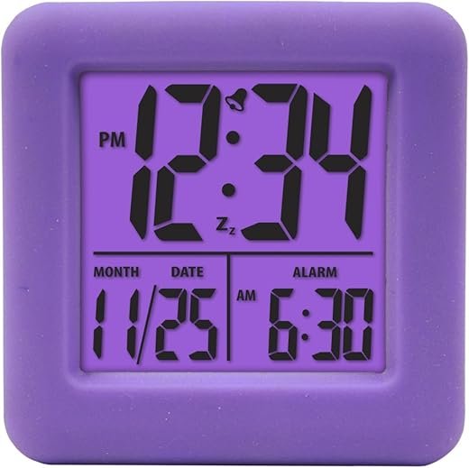 Equity by La Crosse 70904 Soft Purple Cube LCD Alarm Clock