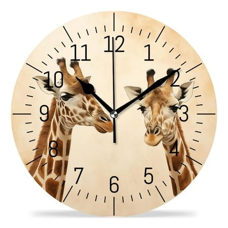 erolrail Rustic Wall Clock,Silent Non Ticking Wall Clocks for Living Room,Bedroom,Kitchen 12IN Giraffe Beige Picture