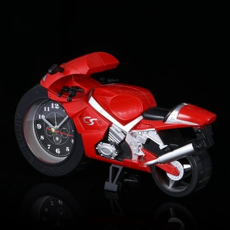 EXHUMKY 1Pcs Red Plastic Cartoon Clock With Motorcycle Shape For Toddlers And Boys Home Furnishing