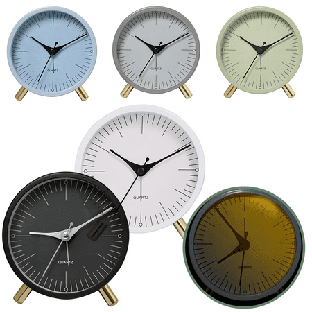 Fakrich Quartz Alarm Clock, Silent Pointer Table Clock ,4 Inches Alarm Clocks for Bedroom&Bedside, Fashioned Vintage Desk Clock for Home Decoration(White)