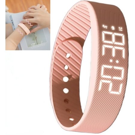 Fitsleeps Alarm Clock Watch - Fitsleeps Alarm Bracelet for Heavy Sleepers & Kids, Snooze, Waterproof Vibrating Smart Watch, Wrist Alarm Clock for Men and Women (Pink)