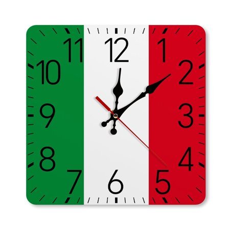 Flag Of Italy Wall Clock Silent Non-Ticking For Home Office Decor, Decorative Clock Art