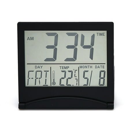 Folding electronic alarm clock desktop clock with date and temperature display