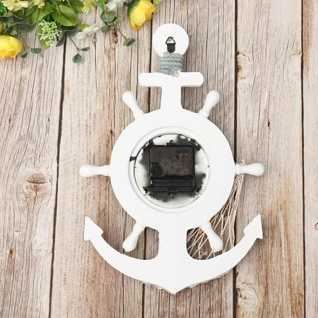 FOLOYORI Wall Clock Clock Beach Sea Theme Nautical Assorted Color Wooden Plastic Time Telling Home Decoration