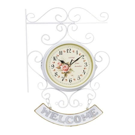 FONDOTIN Art Clock Decor White Iron Wall Decorative Clock for Home Use