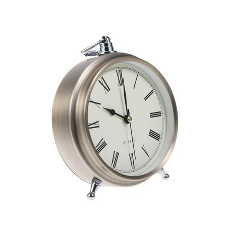 GAXIRE Desk Clock Roman Numerals Retro Style Alarm Clock 1Pack for Family Members