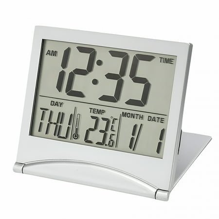 GJX Bathroom Clocks Wall Retro Decor Kids Night Light Clock Digital Travel Alarm Clock Foldable Calendar Temperature & Timer Lcd with Snooze Mode Large Number Display Battery Operated