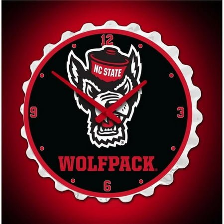 Grimm Industries NC-540-03 Team Spirit Bottle Cap Wall Clock - NC Wolfpack, White