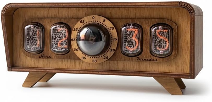 Handmade Nixie Tube Clock IN-12 - Made in Ukraine - Vintage Retro Table - Wooden Desk