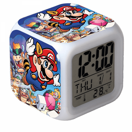 HANNTAOO LED Alarm Clock Super_Mario Pattern Creative Desk Table Clock Glowing Electronic Colorful Digital Clock for Unisex Adults Girl Boy Kids Children Toy Birthday Present Gift HTNL#326