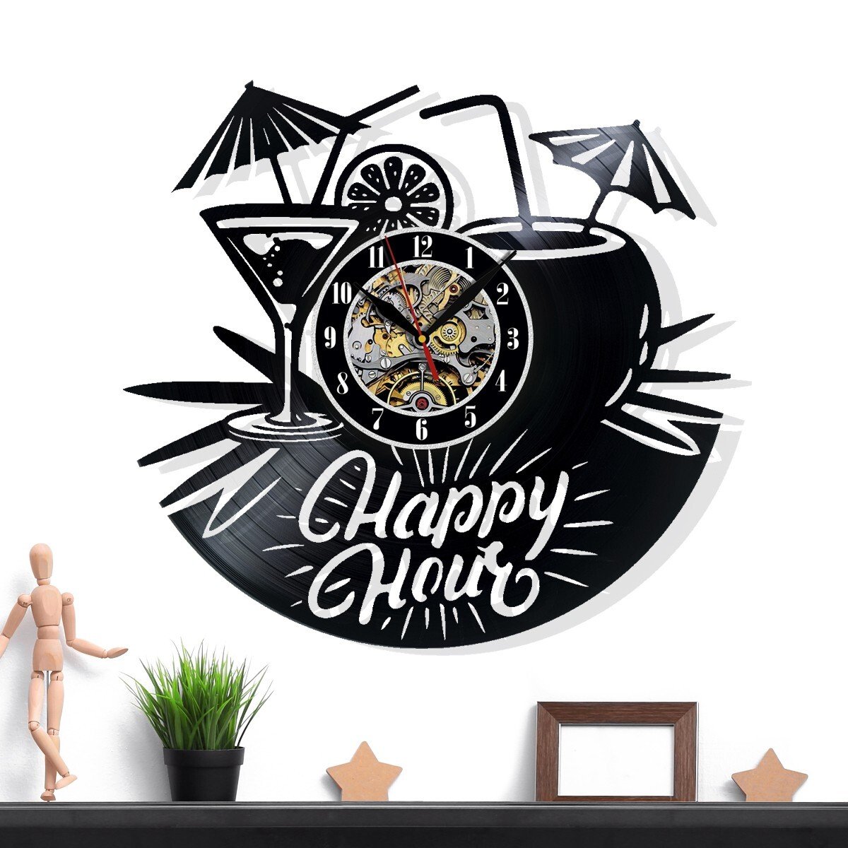 Happy hour Wall Clock - Retro Decor - Unique Home - Accent
