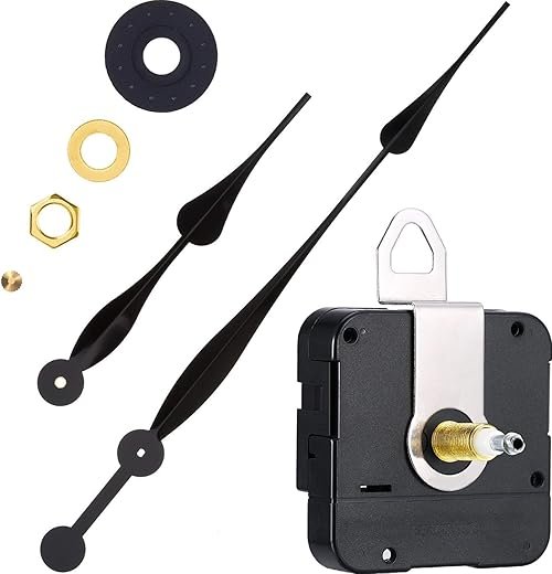 High Torque Quartz Clock Movement Kit - 12" Spade Hands, Easy DIY Wall Clock Assembly, Perfect for Clock Repair & Custom Projects (Black)