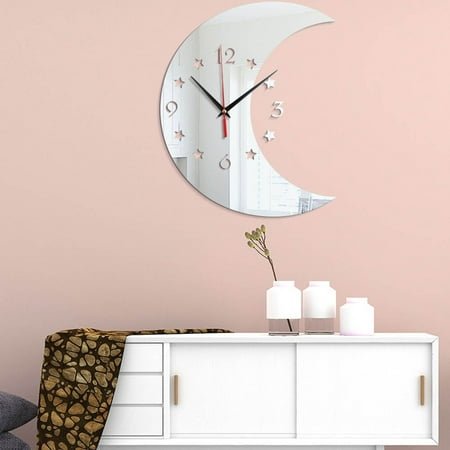 HOMEMAXS Star Clock Mirror Wall Clock Decorative Hanging Clock 35*29cm Black