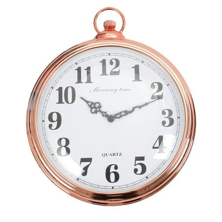 HOMEMAXS Vintage Retro Clock Pocket Watch Style Wall Hanging Clock Large Wall Clock for Living Room Kitchen Home Decoration without Battery (Rose Gold)