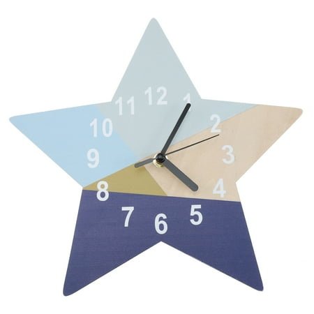 Homoyoyo Modern Design Silent Operation Blue Star Wall Clock For Bedroom 1Pcs