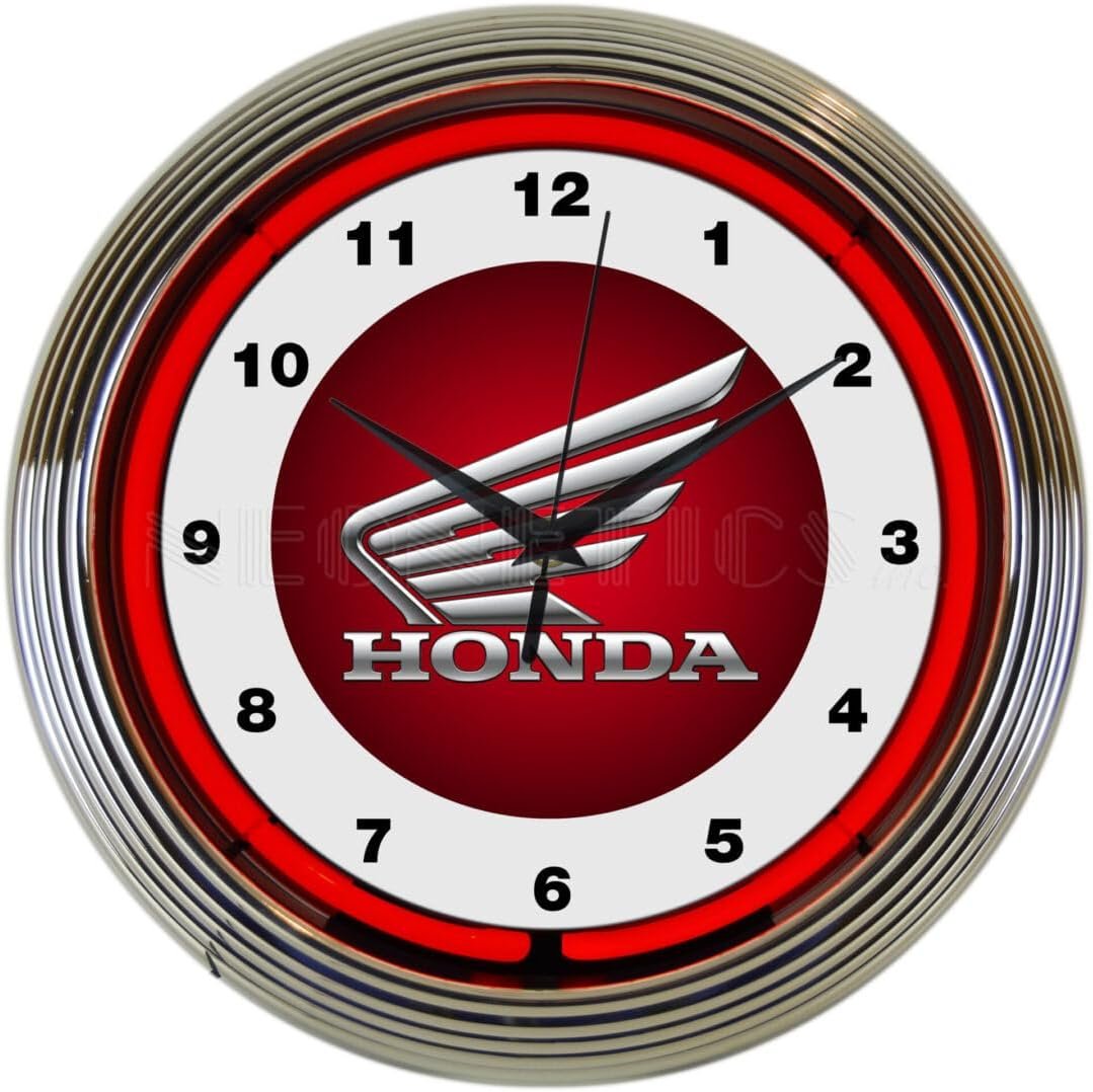 Best Honda Ride Red Chrome Double Ring Neon Wall Clocks